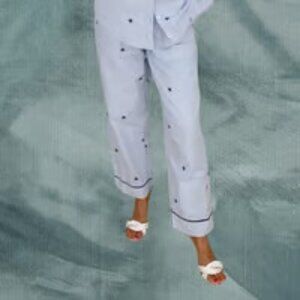 NWT: Aerie Flannel Boyfriend Monaco Blue Star Print Pajama Set Size Small